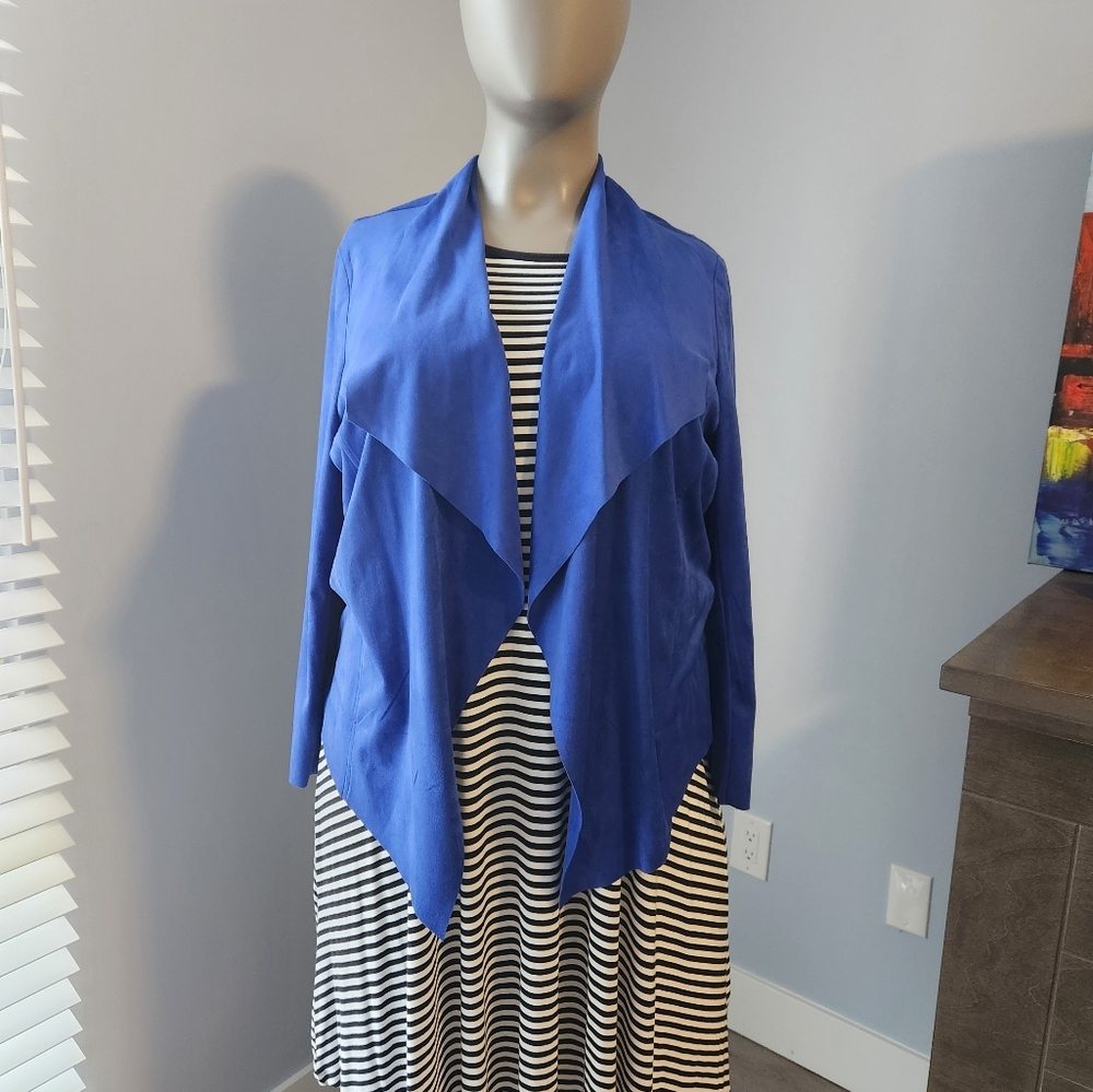 Microsuede Waterfall Collar Blazer